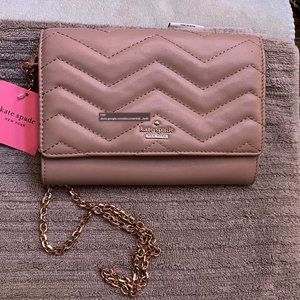 Kate Spade cross body wallet on a chain - blush, nude, rose gold